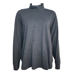 Lands End Shirt Womens Plus‎ Size 2X Relaxed Fit Grey Gray Mock Neck Base Layer